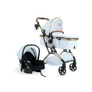 Coche para bebé tipo moisés color blanco de lujo + Porta bebé