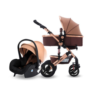 Coche para bebé tipo moisés color marrón de lujo + Porta bebé 588LY-2